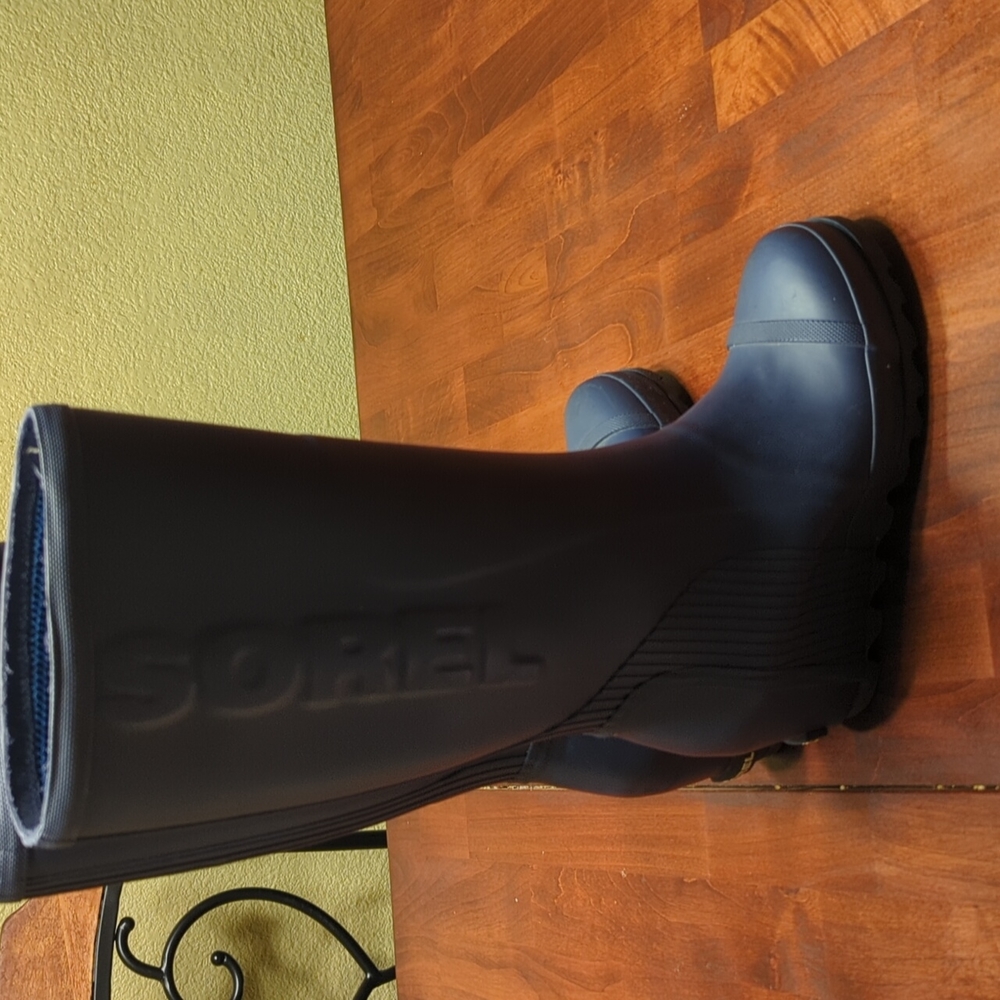 Sorel Rain Wedge Tall Rubber Boot Blue 8.5